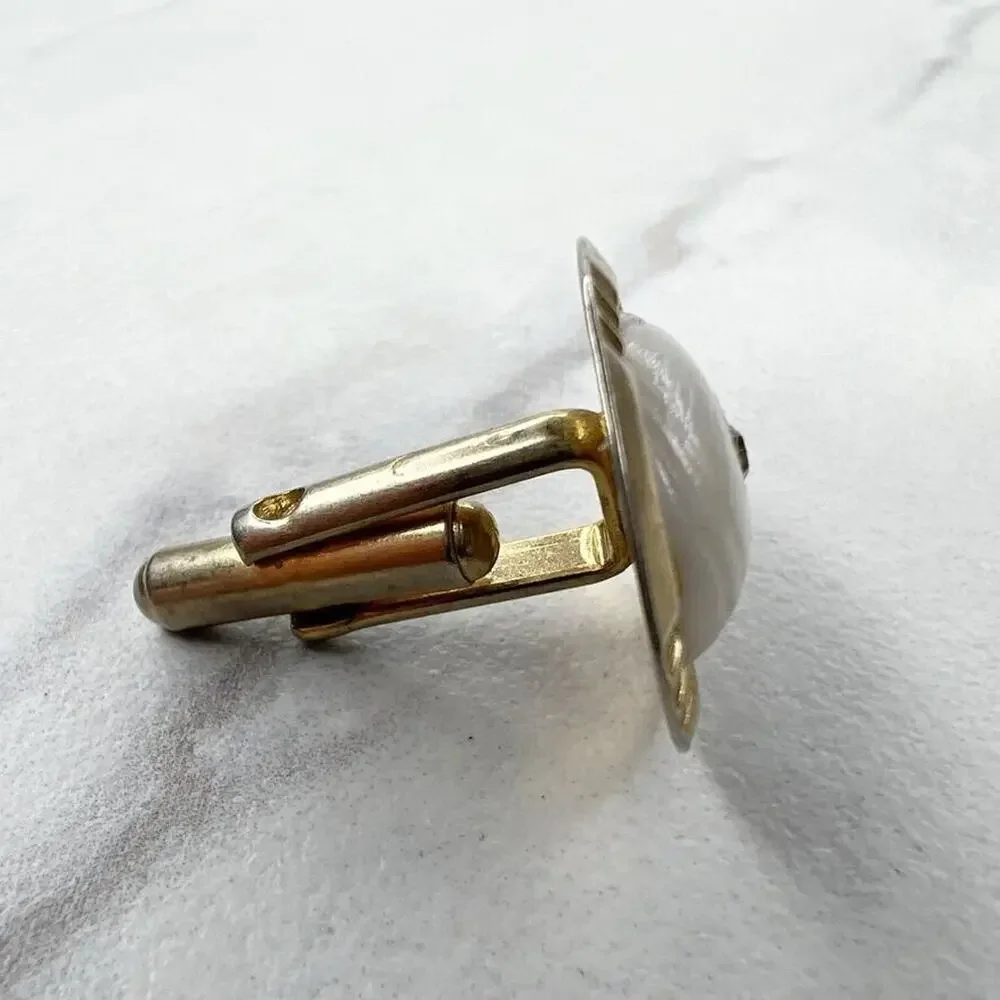 Vintage Gold Tone Rhinestone Single Cufflink